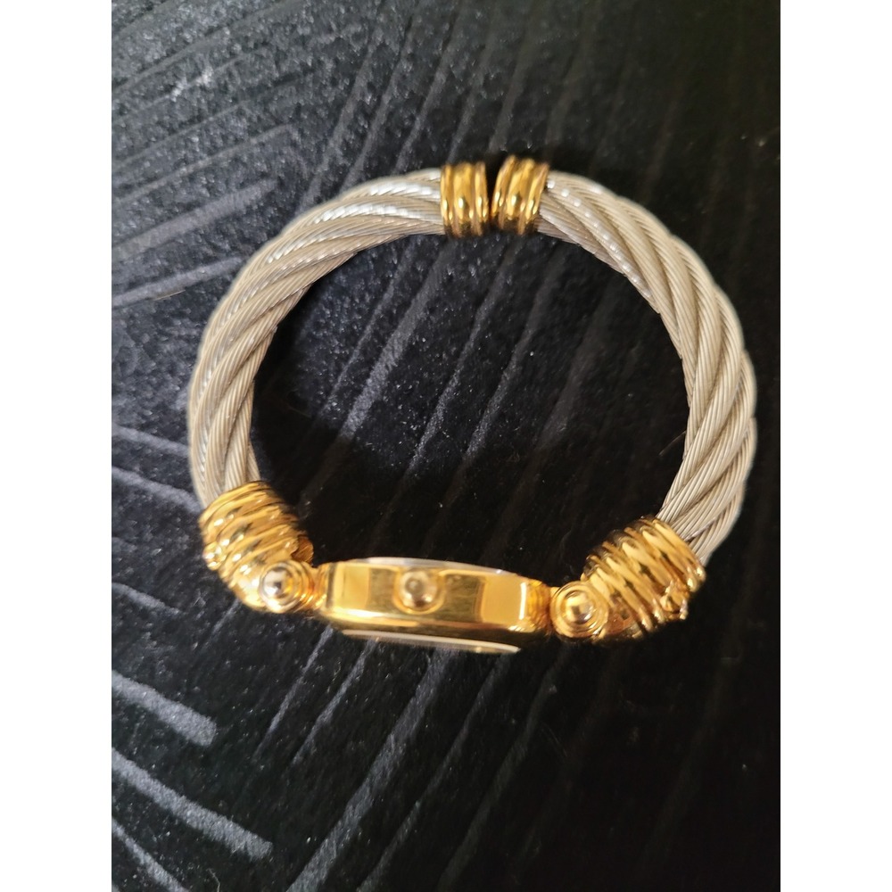 Joan Rivers Classics 2Tone Cable Cuff Vintage Bangle Watch Gold Silver Quartz - Picture 3 of 6